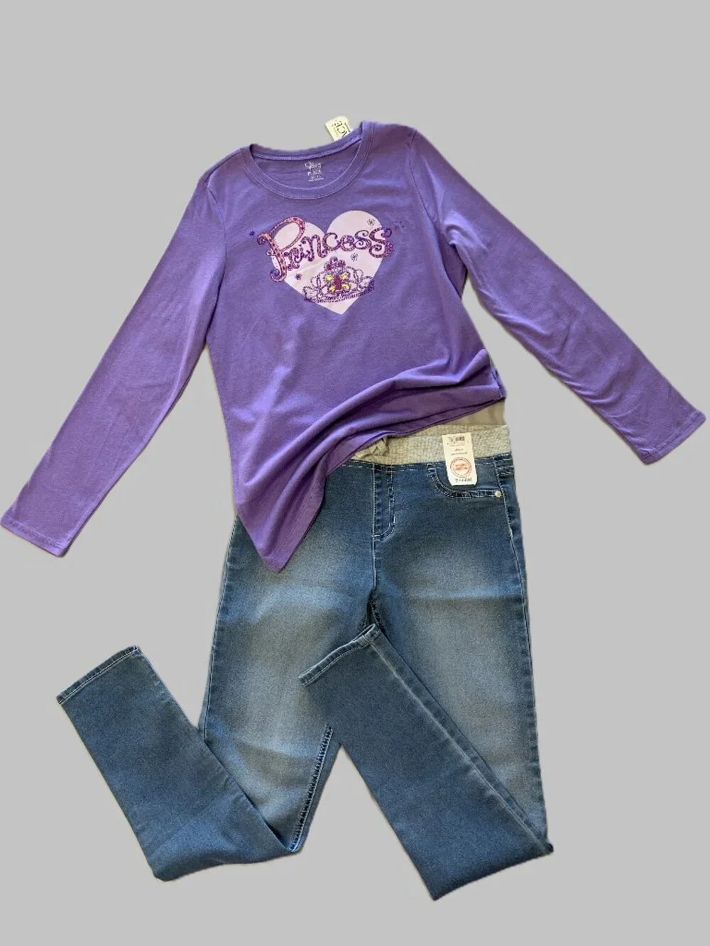 Brand New Girls Children's Place Long Sleeve Purple Shirt & Jeggings Set Size 14